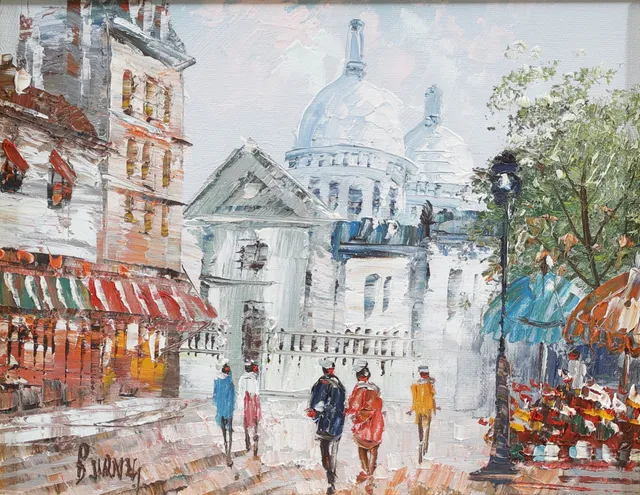 CAROLINE BURNETT. Vy från Paris, olja på duk, signerad.