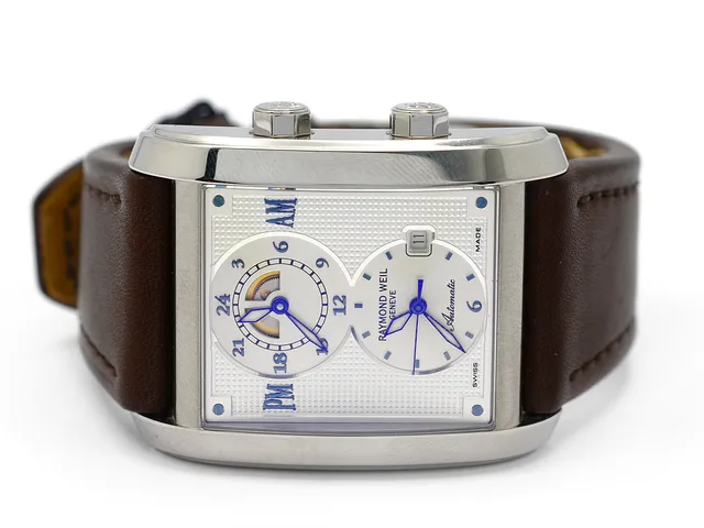 RAYMOND WEIL, Don Giovanni, Cosi Grande, Cal 2200, Ref nr. 2888, Boett nr. V394438, herrur, 35 x 37 (46,5) mm, stål, automatisk, safirglas, datum, 24-timmarsvisning, läderband, originalspänne, cert, december 2009, box, ytterkartong.