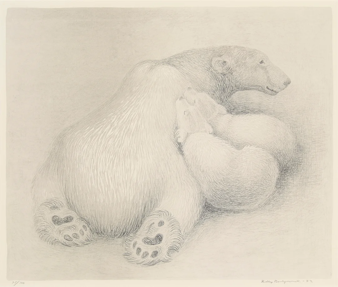 Borchgrevink, Ridley — Isbjørn med unger, 1972 — Kunst/Grafikk — Blomqvist