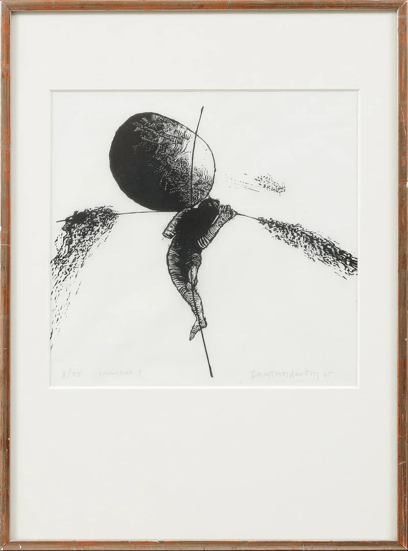 BENGT NORDENBORG. "Lindansare I", linoleumsnitt, signerad och numrerad 8/25. — Engravings & Prints — Göteborgs Auktionsverk
