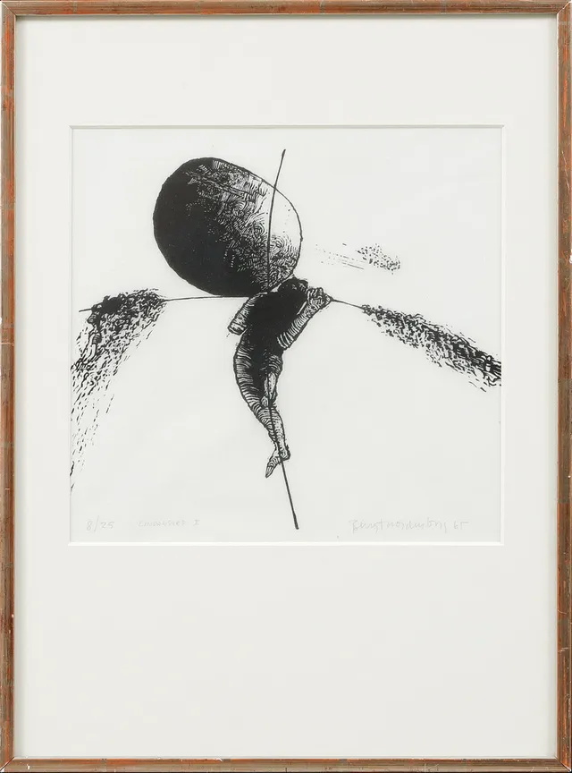 BENGT NORDENBORG. "Lindansare I", linoleumsnitt, signerad och numrerad 8/25.