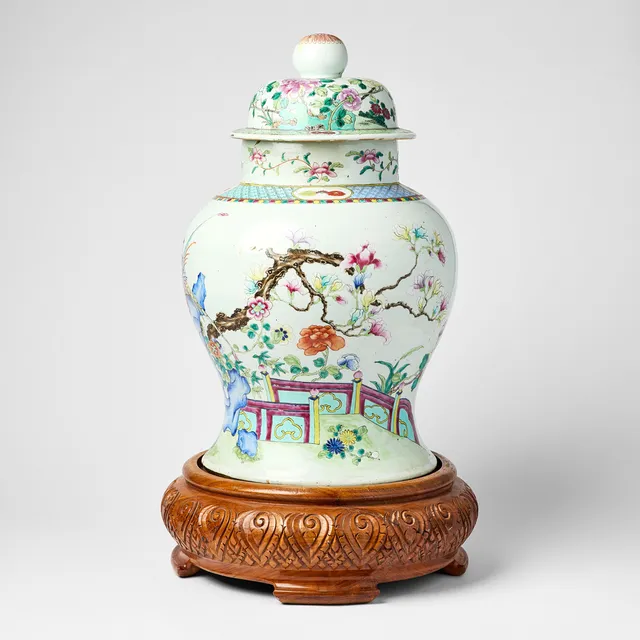 A Large Chinese Famille Rose Jar and Cover.
