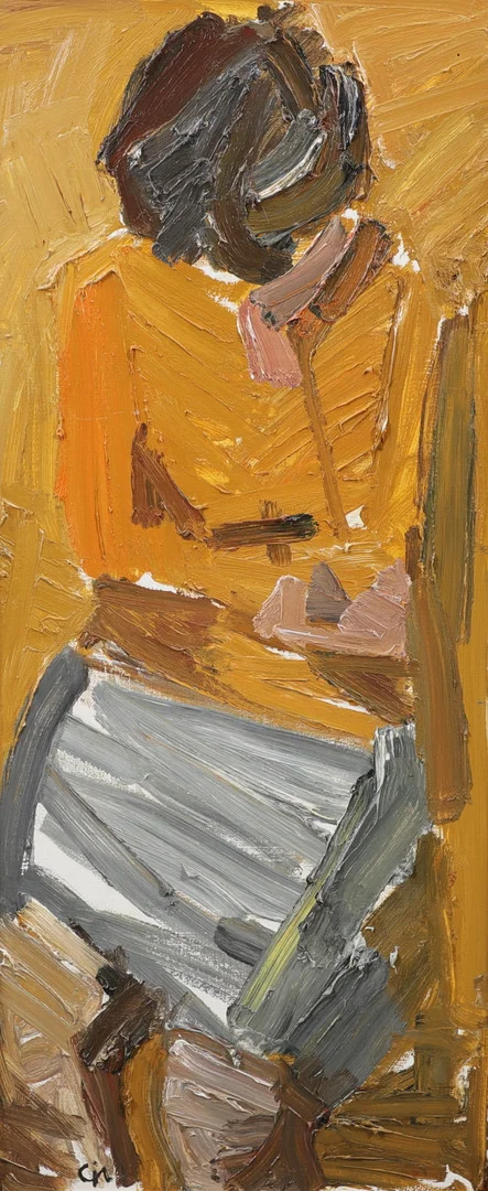 CALLE JOHANSSON. "Modellen vilar", olja på pannå, signerad. — Paintings — Växjö Auktionskammare