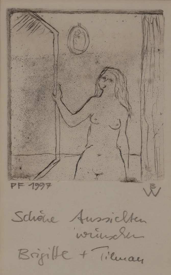 OIDENTIFIERAD KONSTNÄR. Nakenstudie, etsning, signerad. — Engravings & Prints — Auktionsfirma Kenneth Svensson i Kalmar