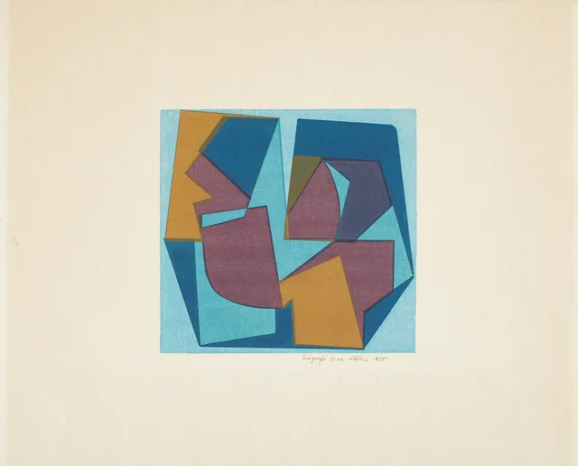 LEIDA RIVES-ELFVÉN. Abstrakt komposition, serigrafi, med 31 ex., signerad samt daterad 1955.