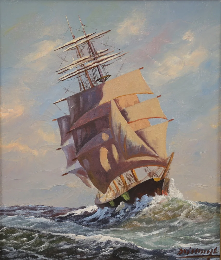 EINAR BRISSMYR. Segelfartyg, olja på duk, signerad. — Paintings — Växjö Auktionskammare