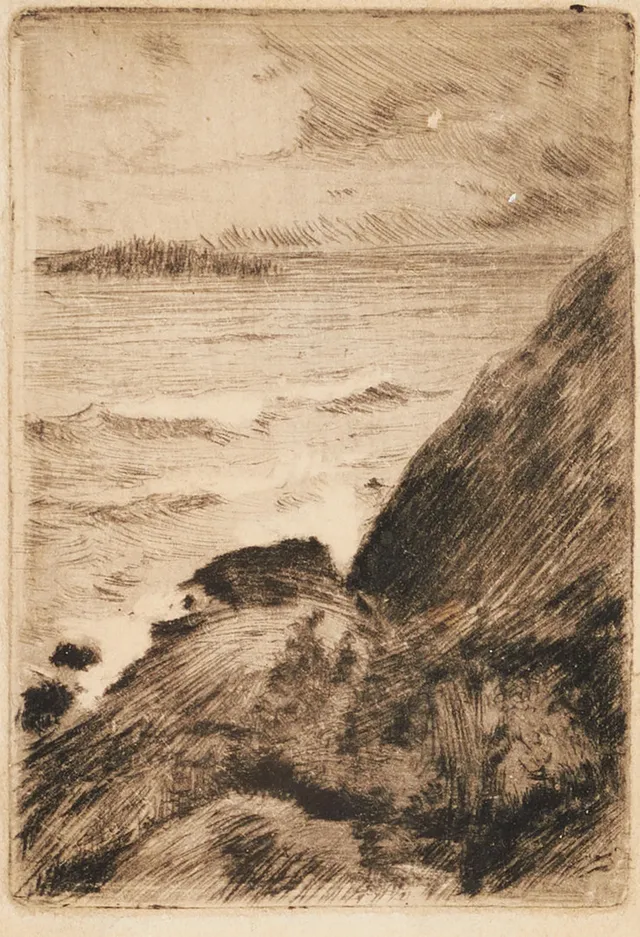 ROBERT THEGERSTRÖM (London 1857-1919 Stockholm), Klippor, signerad, etsning.