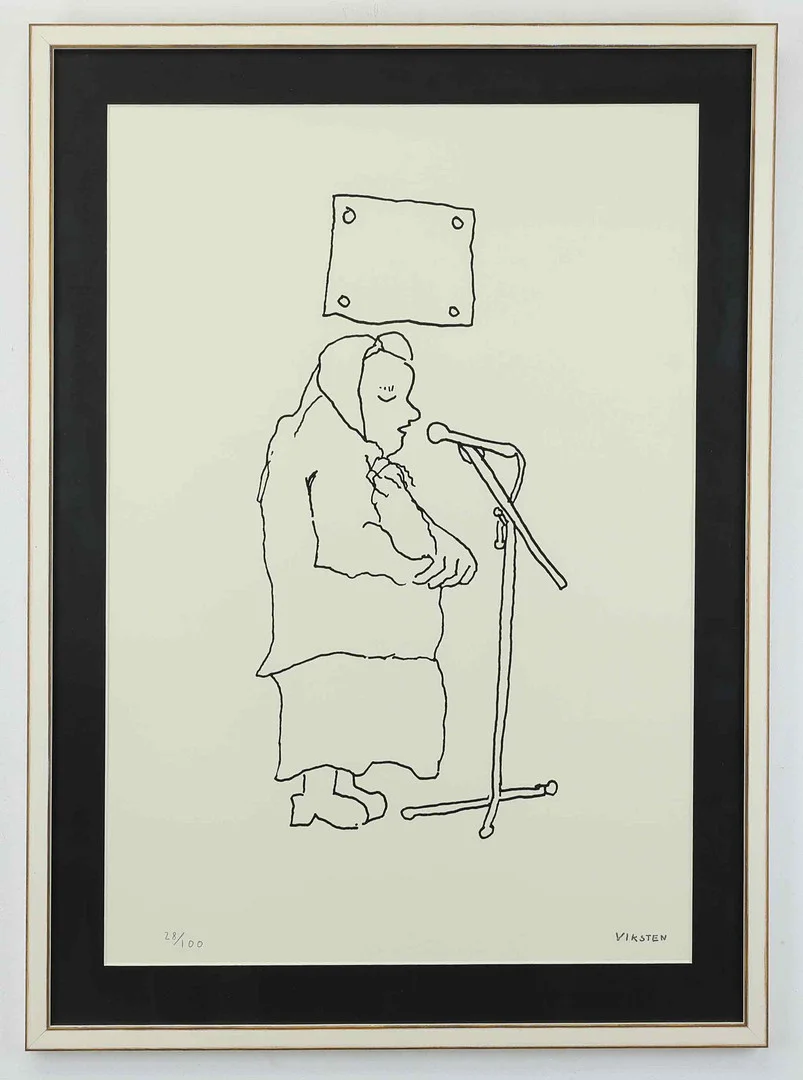 HANS VIKSTEN. Litografi, "Jojkande Samekvinna" numrerad 28/100, signerad. — Engravings & Prints — Hälsinglands Auktionsverk