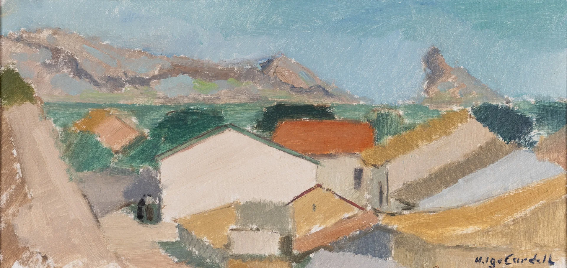 HELGE CARDELL. Olja på duk, Medelhavslandskap, signerad. — Paintings — Karljohan Auktioner