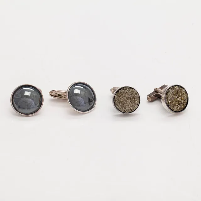 Manschettknappar, 2 par, silver, kopparmalm. Tillander, Helsinghfors 1971 och 1983.