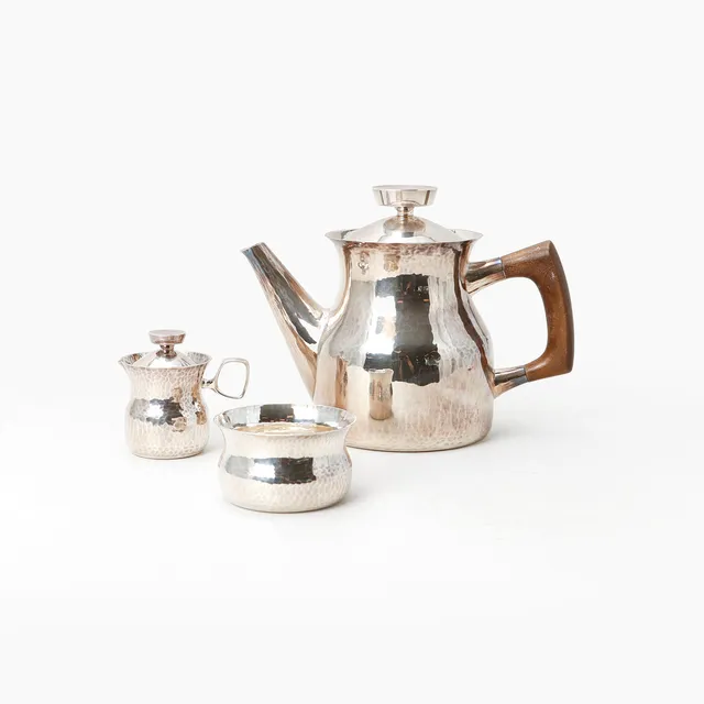 ERIC LÖFMAN. Kaffeservis, 3 delar, silver, MGAB, Uppsala, 1973-74.