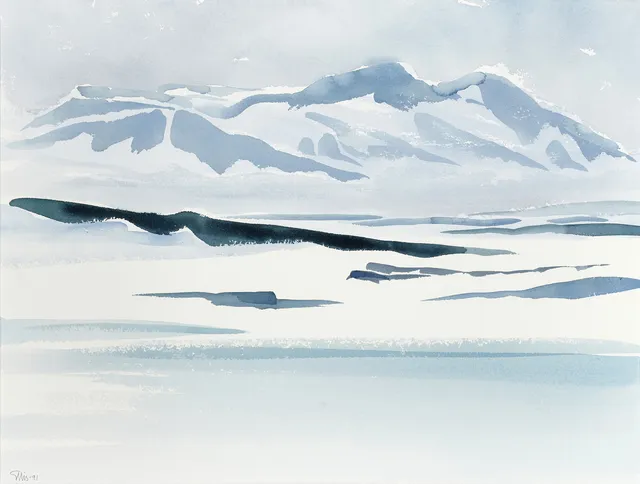 BENGT ELLIS (1923-2007): "Vinter- Funäsdalen", signerad och daterad Ellis -91, akvarell.