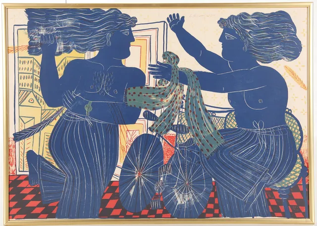 ALEXANDRE FASSIANOS. 1935-2022. Färglitografi, "Dansande par", signerad och numrerad 18/250.