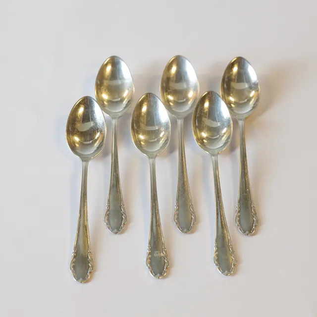 TESKEDAR, 6 st, silver, mod. "Haga", Skandia Silver- & Nysilver A.B., Stockholm, 1947. Totalvikt ca 99,2 gram.