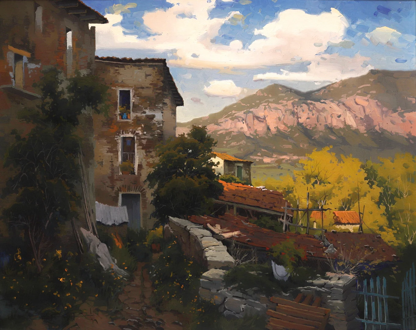RAMON PUJOL BOIRA. SANTA PAU, ÓLEO SOBRE LIENZO, FECHADO 1979. — Paintings — Barcelona Auctions