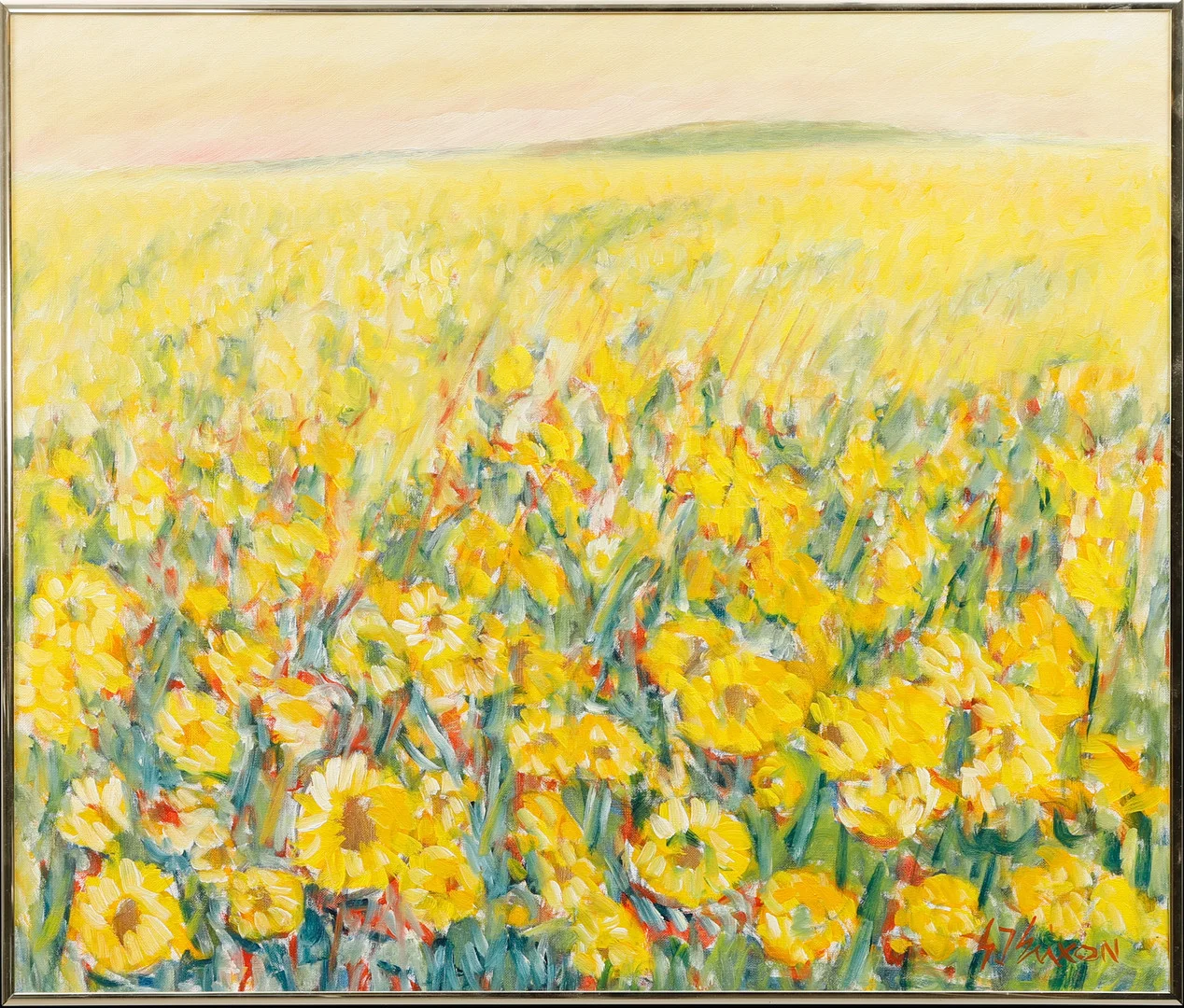 GUNNAR INGEMAR ERIXON. "Gul landskapsbild", Montepulciano Toscana, olja på duk, signerad. — Paintings — Göteborgs Auktionsverk