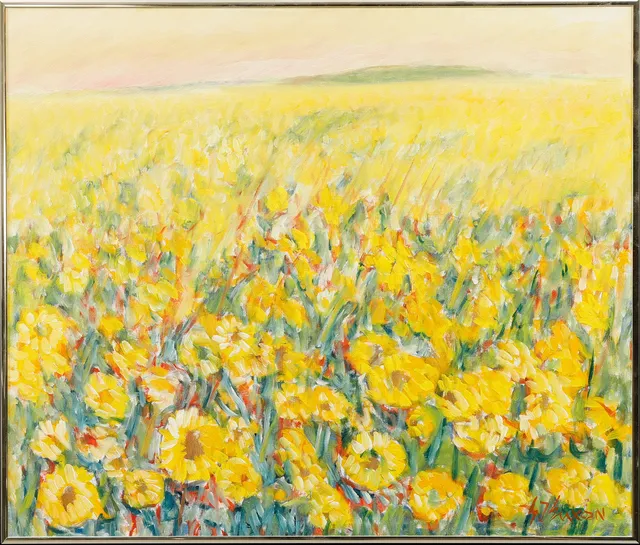 GUNNAR INGEMAR ERIXON. "Gul landskapsbild", Montepulciano Toscana, olja på duk, signerad.
