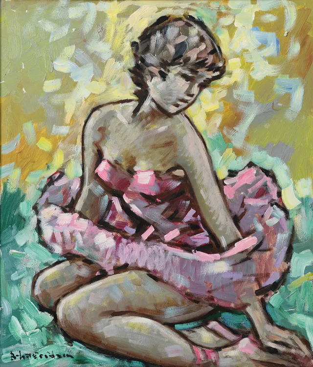 BENDT LAURIDSEN. Ballerina, olja på duk, signerad.