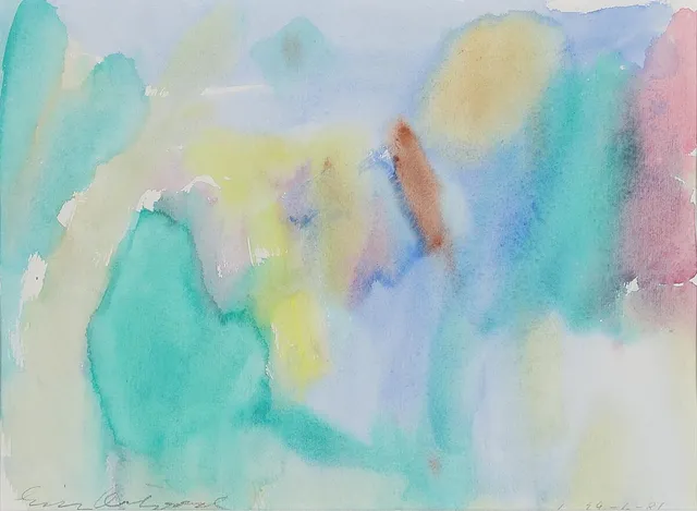 Untitled. Signed Erik Ortvad, 29–6-81. Watercolour on paper. Visible size 22×30 cm.