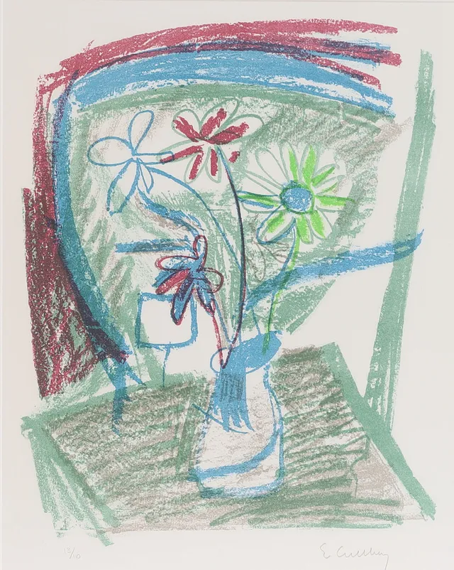 ERLAND CULLBERG. Färglitografi, "Blomma", signerad, 13/110.