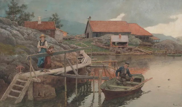 Gude, Hans Fredrik — "Husvikbugten ved Drøbak" 1898