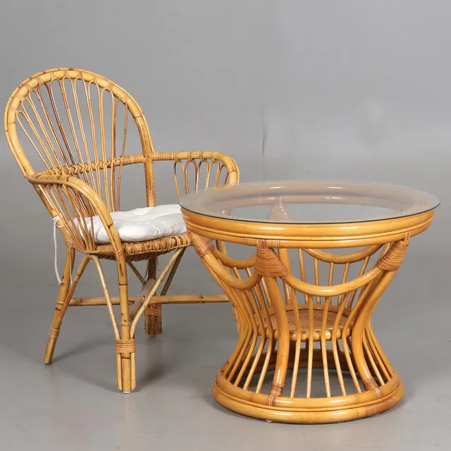 BORD OCH STOL, rotting, glas, 1900-tal.