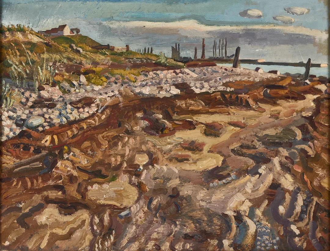 BERNHARD NEUMAN (1895-1974), Sydländskt kustlandskap, signerad och daterad -34, olja på duk. — Paintings — Crafoord Auktioner Stockholm