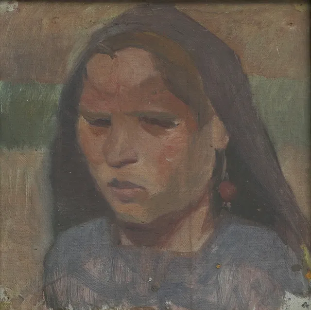 IVAN AGUÉLI. Olja på duk, "Arabflicka", porträtt, signerad.