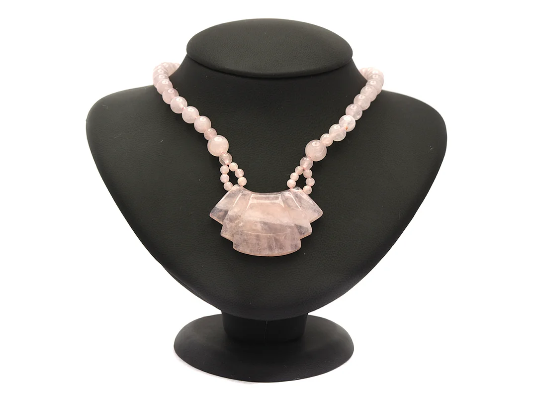 COLLIER, roosenkvarts, längd ca 74 cm, vikt 78,8 g. — Smycken/Collier — Kaplans