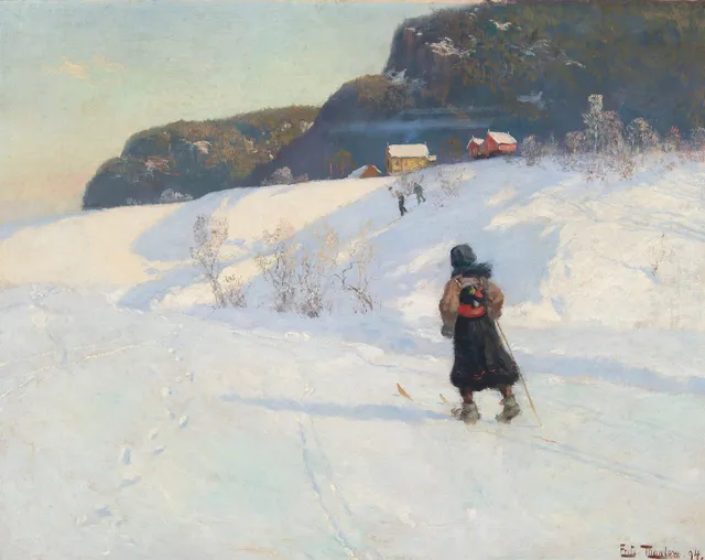 Thaulow, Frits — "Vinter med skiløperske" 1894