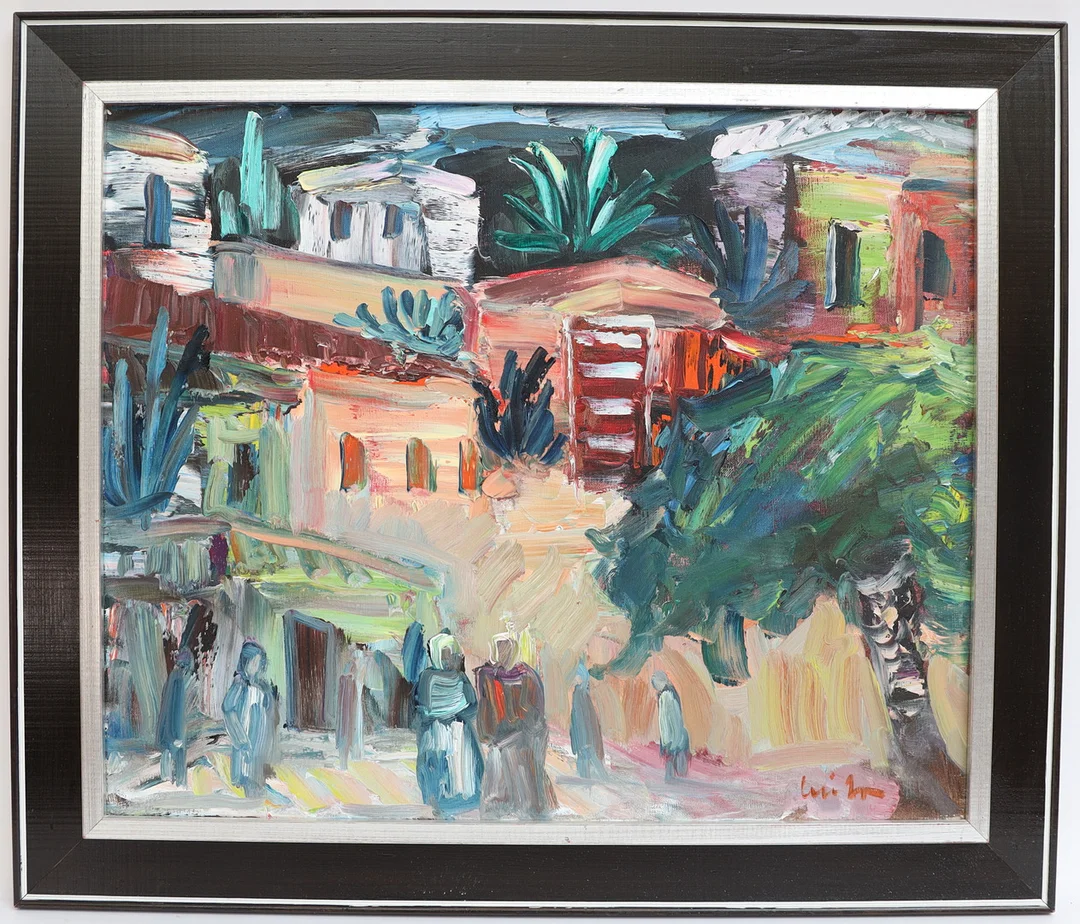 ERIK LO OHLQVIST. Motiv från Tanger, oljemålning på duk, signerad och á tergo daterad 81. — Paintings — Falun Auktionsbyrå