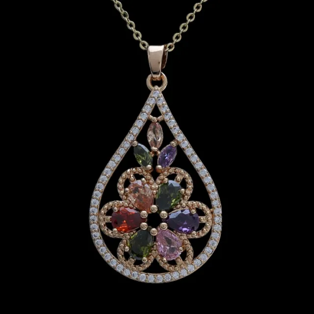 Gemstones floral pendant.