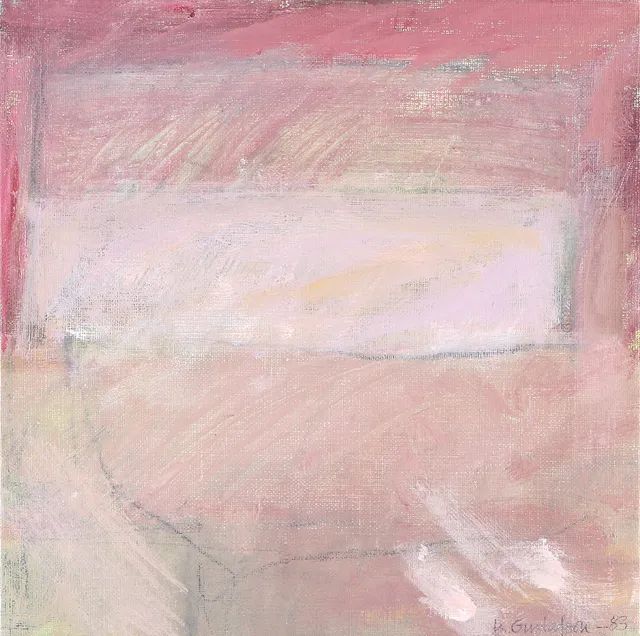 BARBRO GUSTAFSON. Oljemålning på duk. "Rosa Hus I". Signerad.