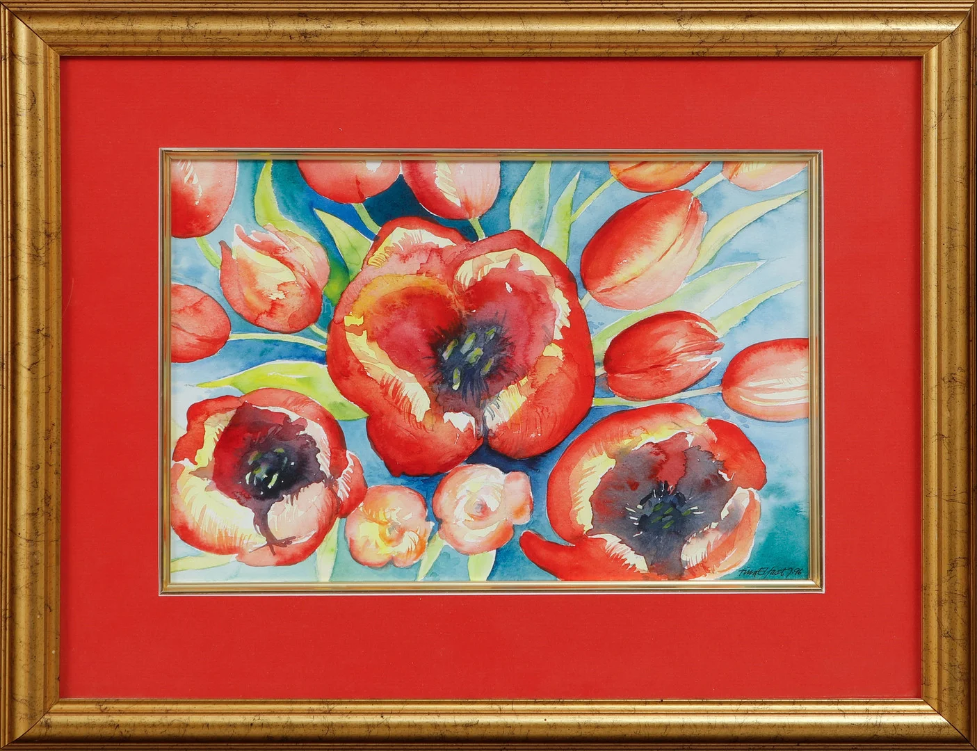 TINA ELFAST. Blommor, akvarell, signerad och daterad 96. — Paintings — Göteborgs Auktionsverk