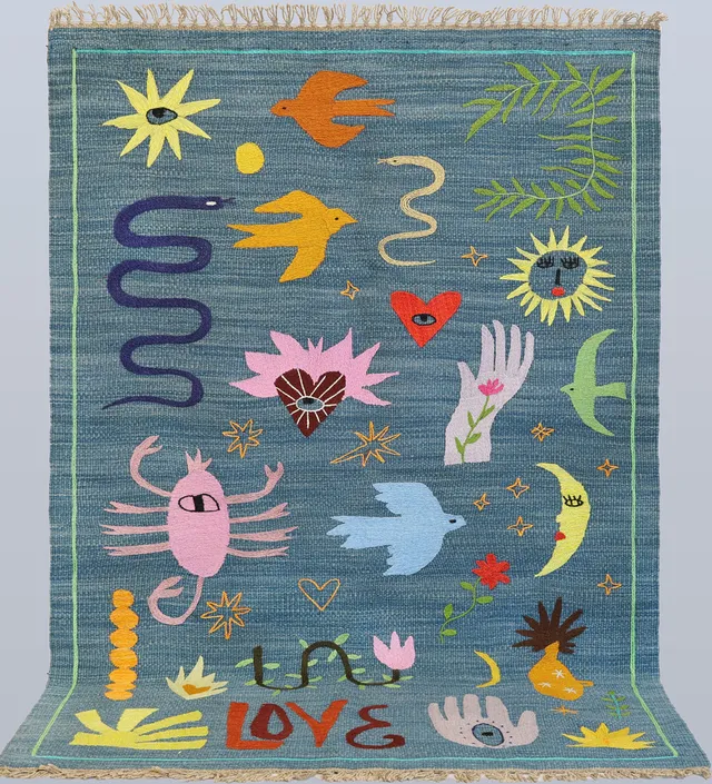 MATTA, Kelim med handbroderi, cirka 182 x 110 cm.