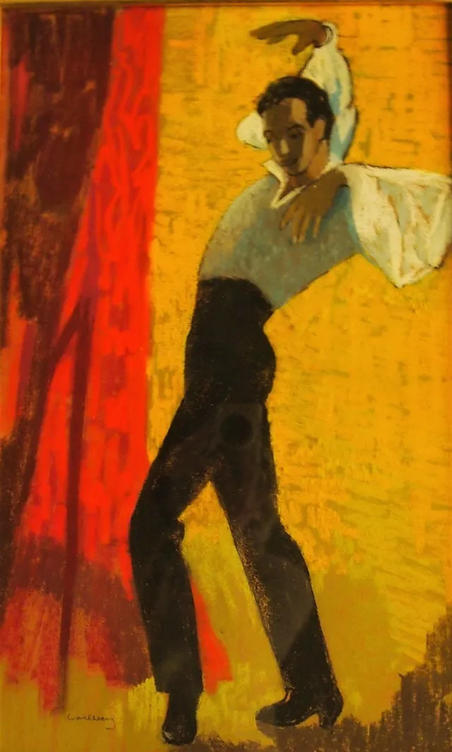 BENGT CARLBERG. Dansande man, pastell, signerad.