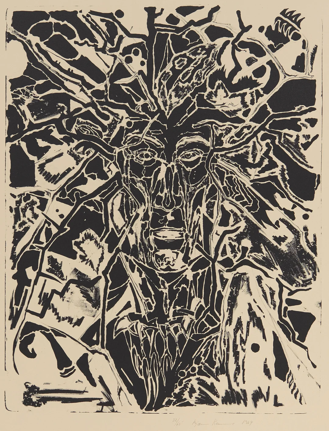 Ransve, Bjørn — Kamuflasjeindianer, 1984 — Kunst/Grafikk — Blomqvist