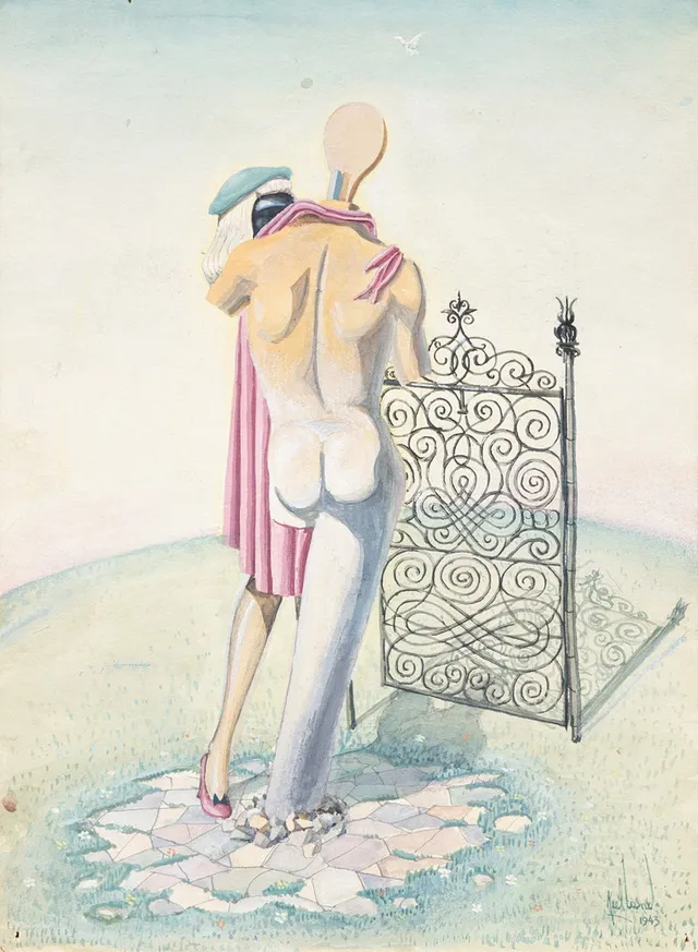 AXEL LUND (1919-1997). "Obesvarad kärlek", gouache, signerad och daterad 1943.