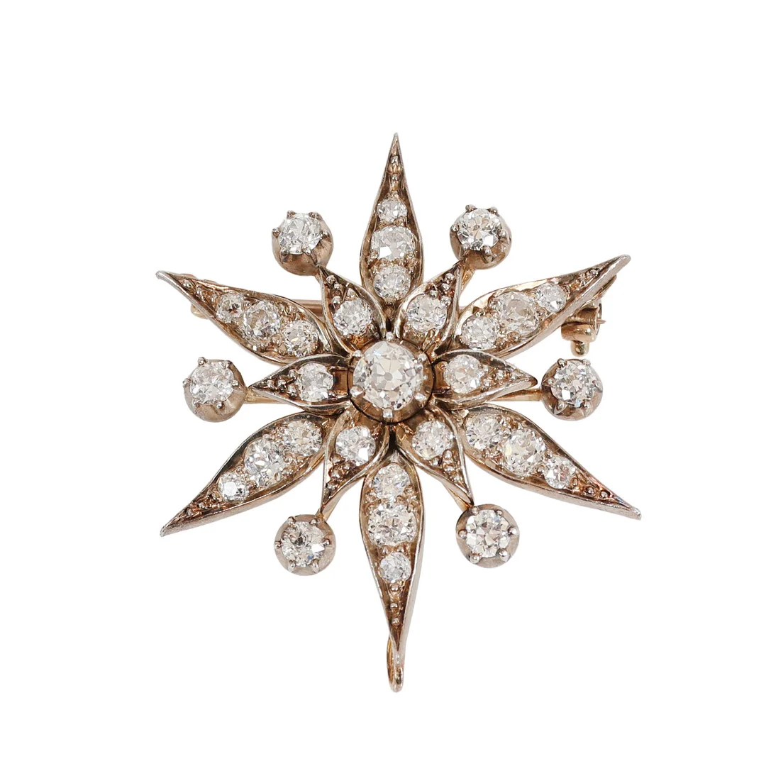 A LATE VICTORIAN DIAMOND STAR BROOCH. — Brooches & Pendants — Bishop & Miller