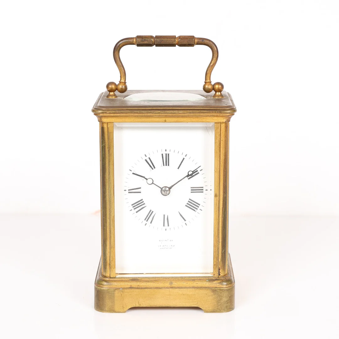 A 19TH CENTURY FRENCH BRASS CARRIAGE CLOCK. — Carriage & Miniature Clocks — Bishop & Miller