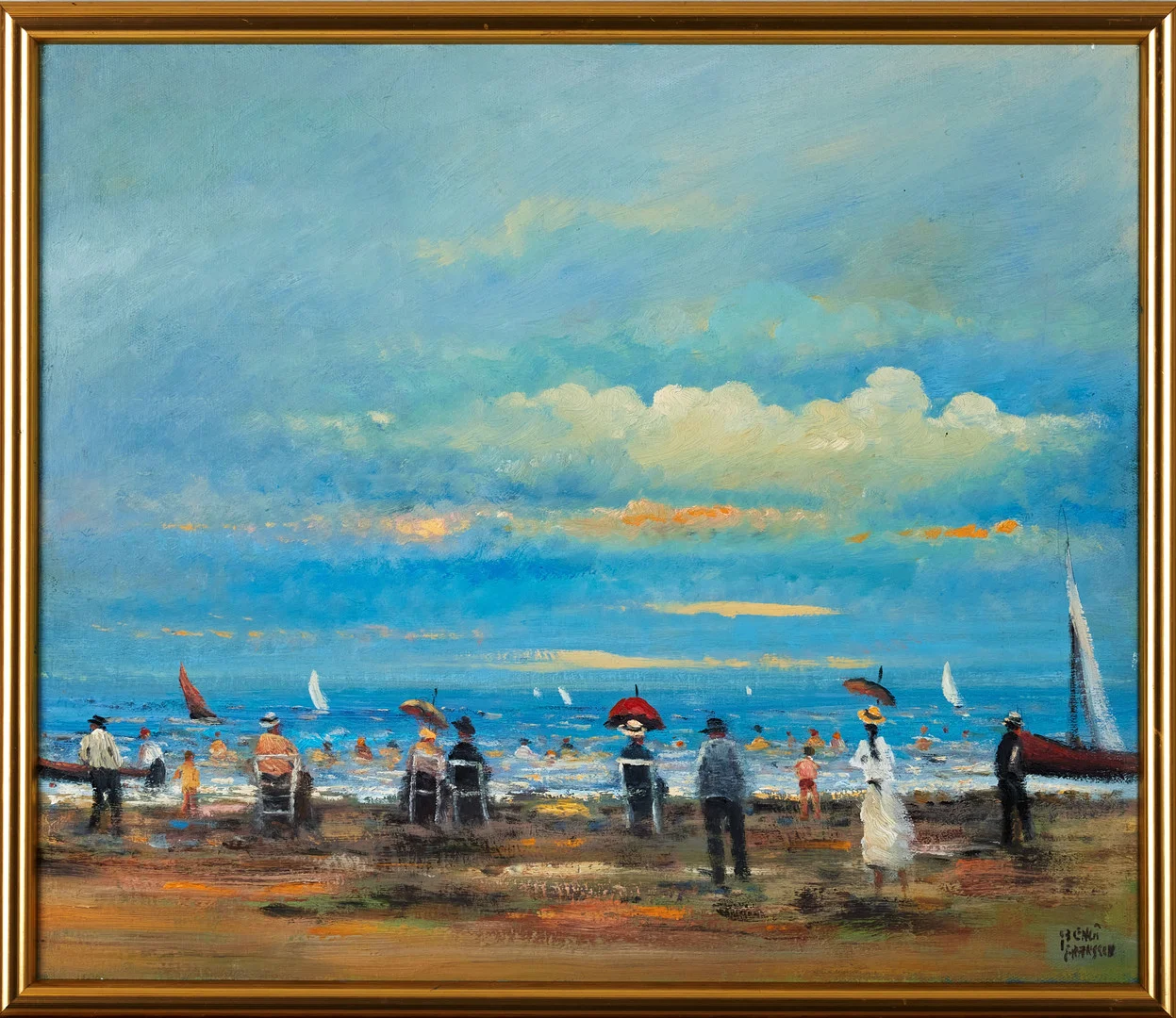 BENGT FRANSSON (född 1934). Badliv, olja på duk, signerad. — Paintings — Stockholms Auktionsverk Magasin 5