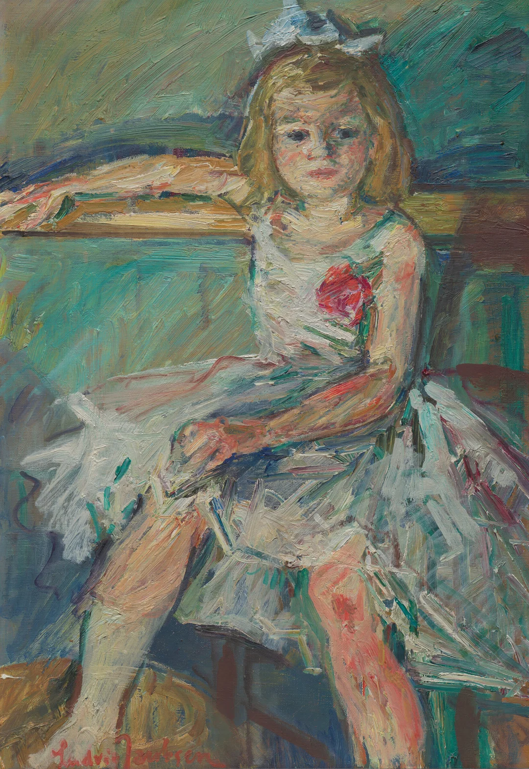 Jacobsen, Ludvig — Pike i kjole — Kunst/Maleri — Blomqvist