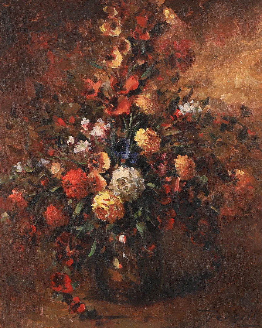 TORALF JERGILL. Blomsterstilleben, olja på duk, signerad Jergill. — Paintings — Helsingborgs Auktionskammare