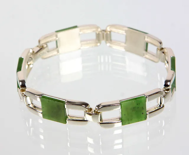 EXKLUSIVES JADEARMBAND, JADE, SILBER 835, FRANZ SCHEUERLE.