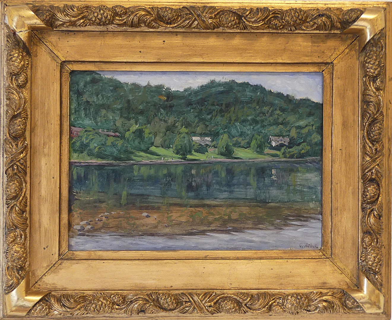 OLOF ARBORELIUS. olja på duk, troligen Gustavsberg Uddevalla. — Paintings — Lysekils Auktionsbyrå