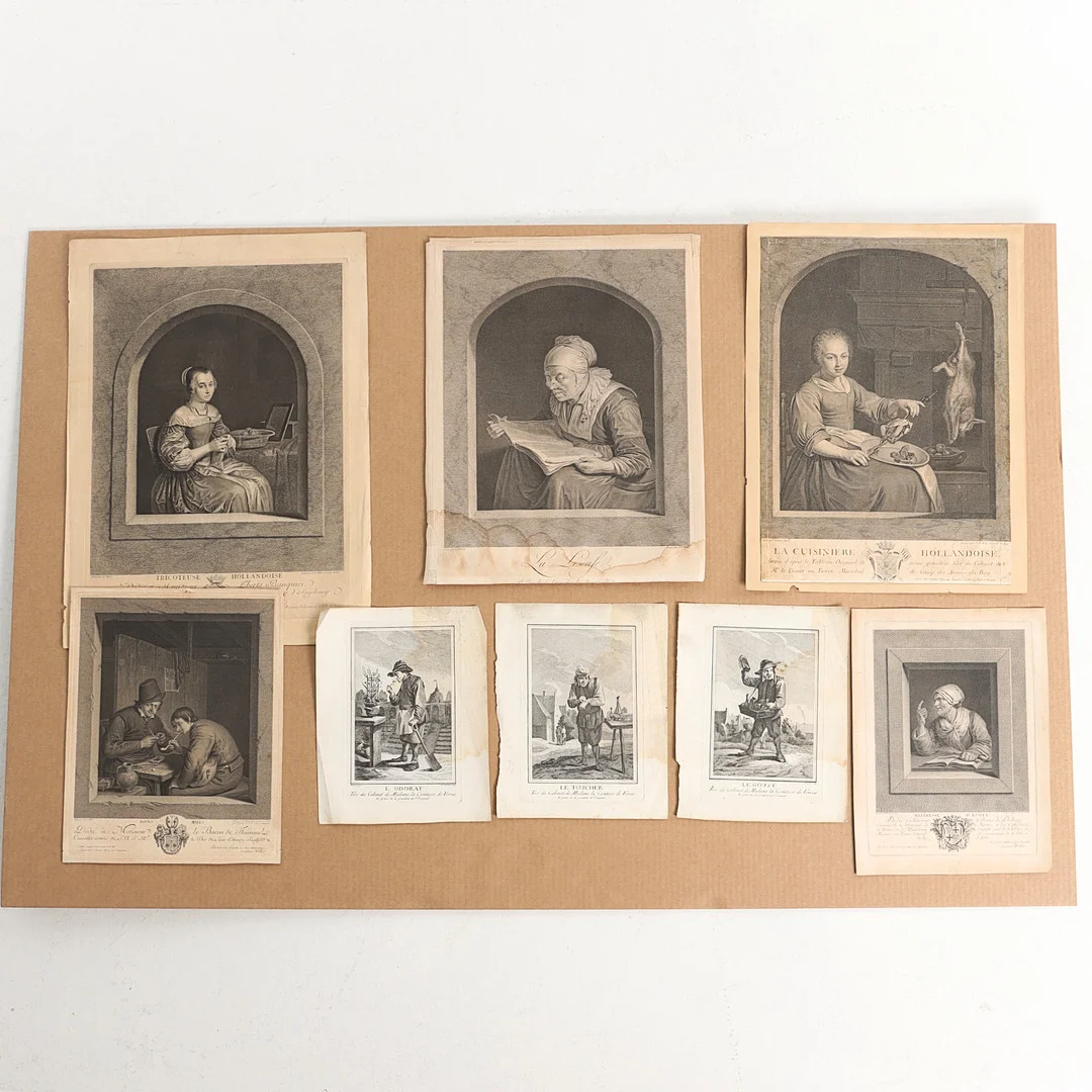 GRAVYRER, 8 st, Frankrike, 1700-tal. — Engravings & Prints — Auktionsverket Engelholm
