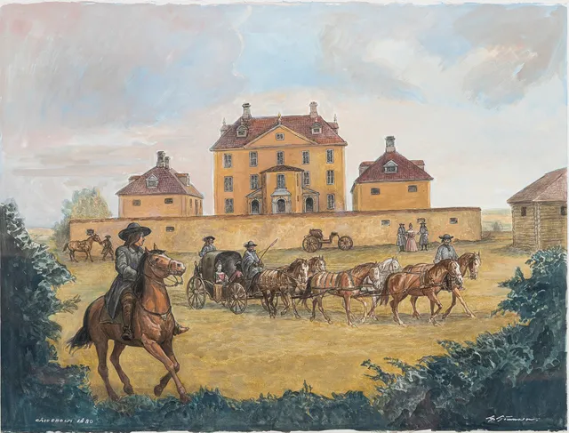 GÖTE GÖRANSSON. Gäddeholm 1680, akvarell, signerad.
