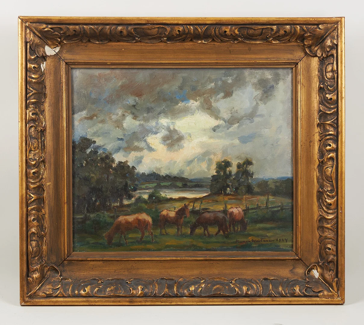 KAAPO WIRTANEN. På bete, signerad samt daterad 1924, olja på duk. — Paintings — Stockholms Auktionsverk Helsinki