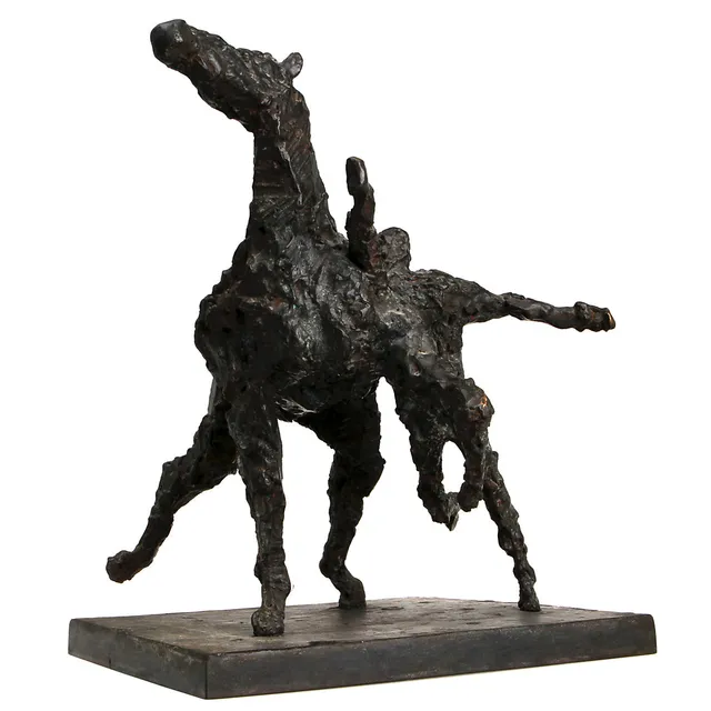 ASMUND ARLE (1918-1990). Skulptur häst och människa, mörkpatinerad brons.