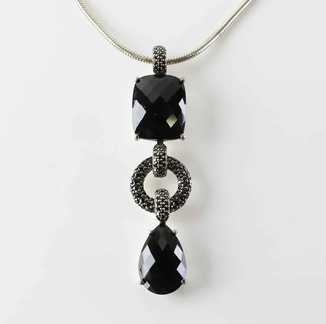 THOMAS SABO. halsband, onyx, svart zirkonia-pavé, sterlingsilver.